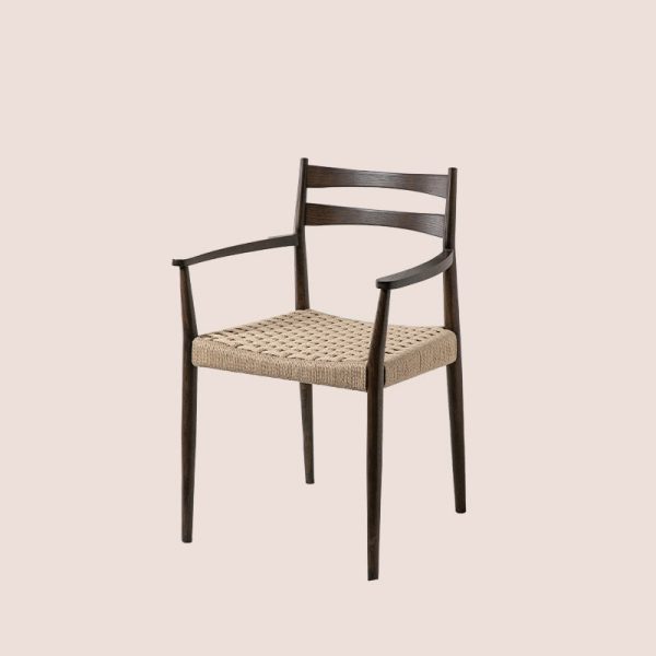 Traditional Vintage Square Wood Cowhide Rope Dining Chair Backrest For Dining Room - Image 16
