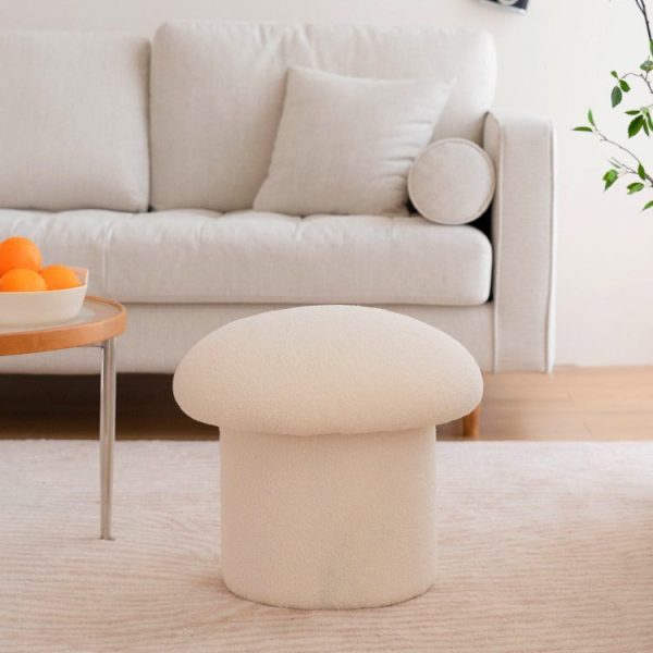 Contemporary Nordic Mushroom Shape Lambskin Low Stool For Living Room - Image 9