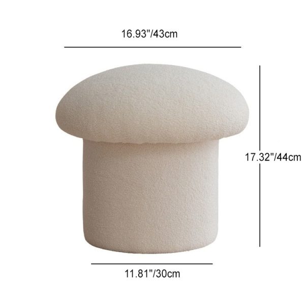 Contemporary Nordic Mushroom Shape Lambskin Low Stool For Living Room - Image 4
