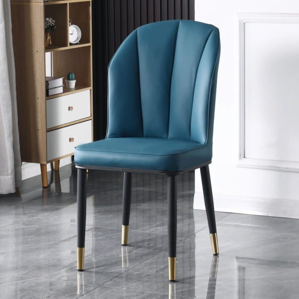Contemporary Nordic Square Vertical Grain PU Leather Upholstered Carbon Steel Dining Chair Backrest For Dining Room - Image 27