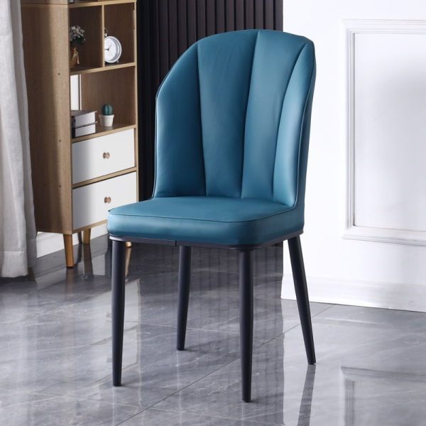 Contemporary Nordic Square Vertical Grain PU Leather Upholstered Carbon Steel Dining Chair Backrest For Dining Room - Image 30