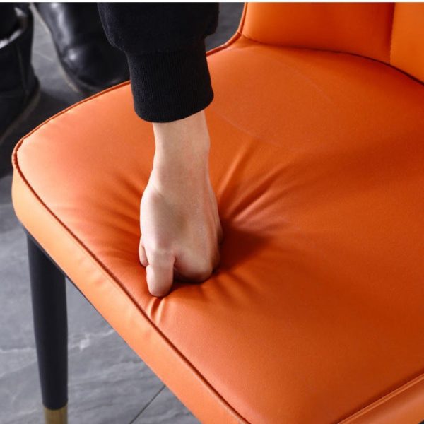 Contemporary Nordic Square Vertical Grain PU Leather Upholstered Carbon Steel Dining Chair Backrest For Dining Room - Image 10