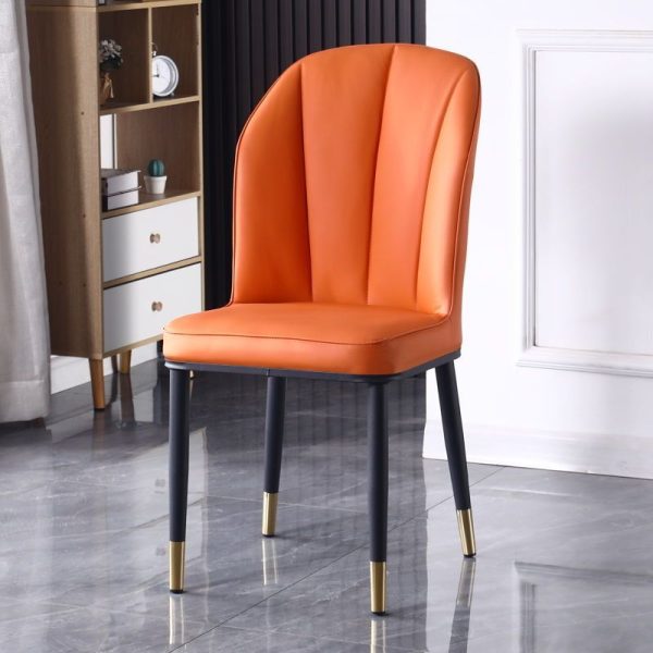 Contemporary Nordic Square Vertical Grain PU Leather Upholstered Carbon Steel Dining Chair Backrest For Dining Room - Image 24