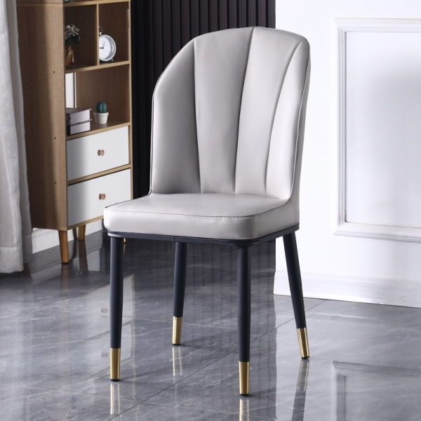 Contemporary Nordic Square Vertical Grain PU Leather Upholstered Carbon Steel Dining Chair Backrest For Dining Room - Image 26