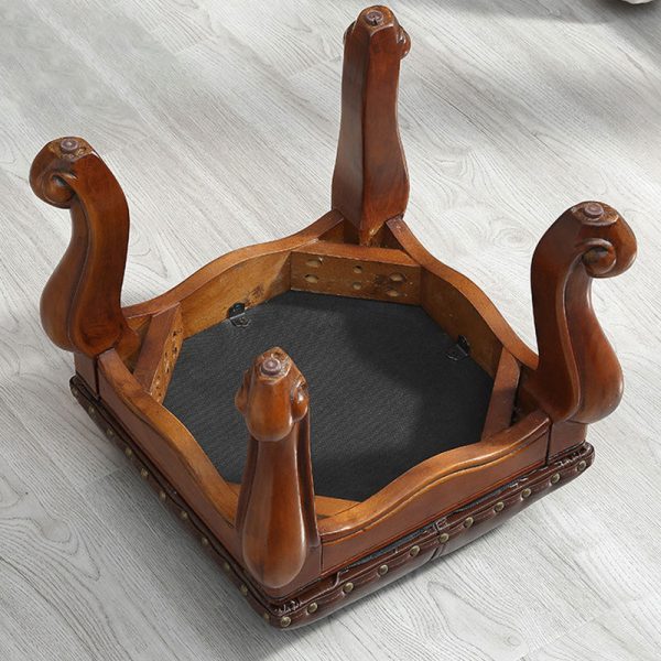 Contemporary Luxury Square Leather Upholstered Footstool For Entryways - Image 9