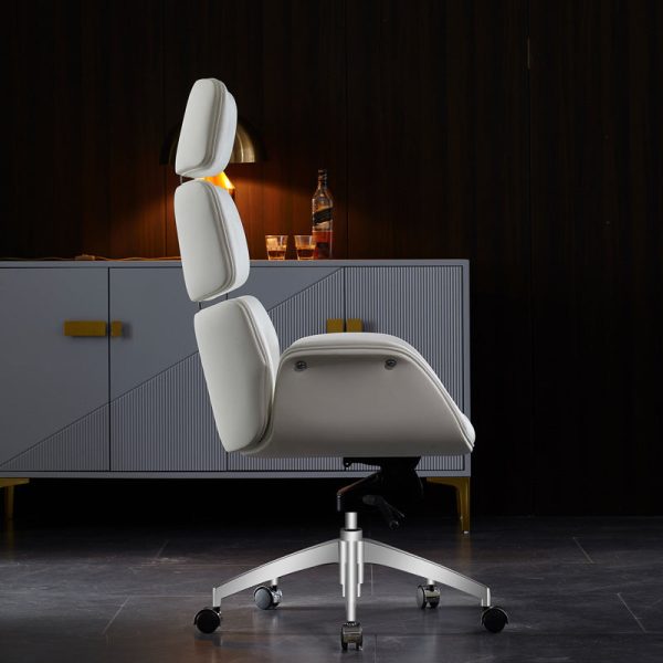 Contemporary Luxury Leather Rectangular Segmented Back Desk Chair Armrest For Home Office - Image 10
