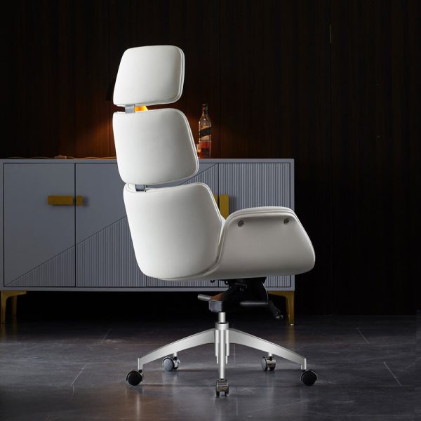 Contemporary Luxury Leather Rectangular Segmented Back Desk Chair Armrest For Home Office - Image 3
