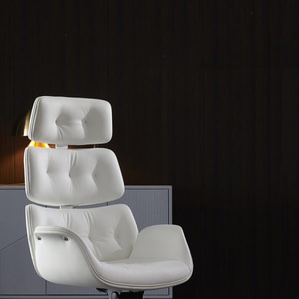 Contemporary Luxury Leather Rectangular Segmented Back Desk Chair Armrest For Home Office - Image 9