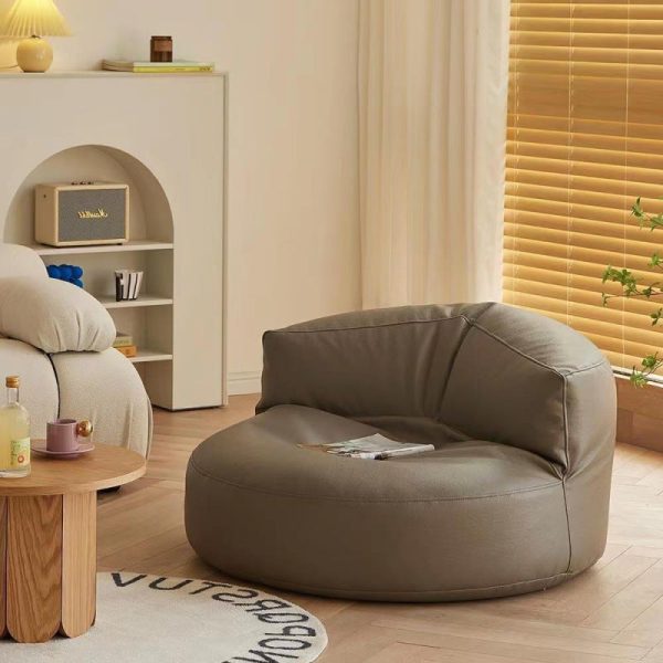 Contemporary Simplicity Round Microfiber Leather Accent Chair Backrest Armless For Living Room - Image 15