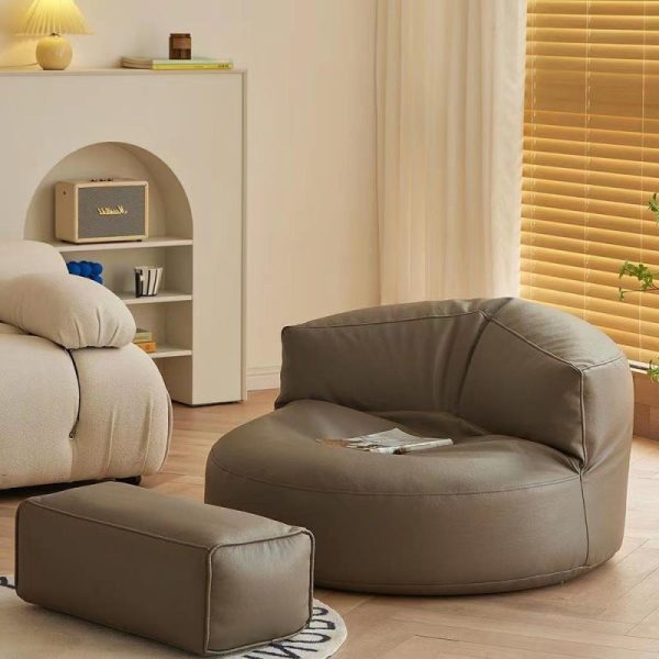 Contemporary Simplicity Round Microfiber Leather Accent Chair Backrest Armless For Living Room - Image 16