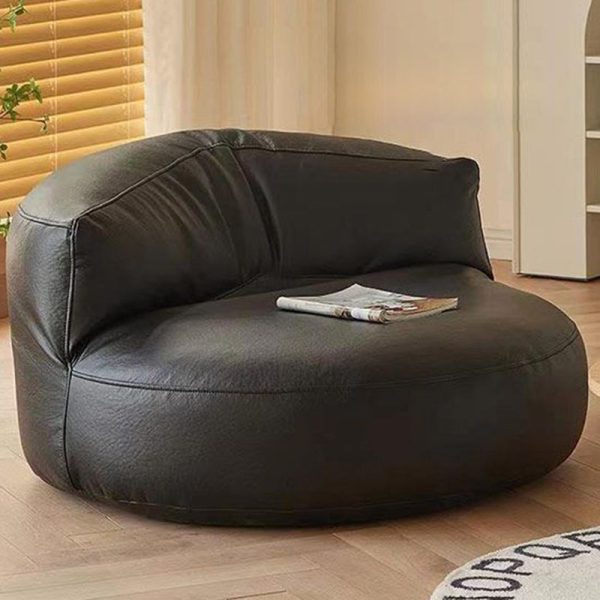 Contemporary Simplicity Round Microfiber Leather Accent Chair Backrest Armless For Living Room - Image 17