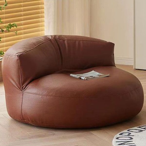 Contemporary Simplicity Round Microfiber Leather Accent Chair Backrest Armless For Living Room - Image 18