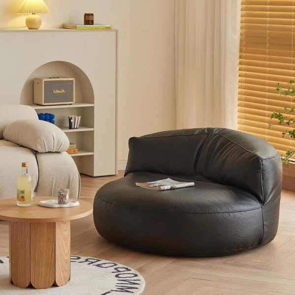 Contemporary Simplicity Round Microfiber Leather Accent Chair Backrest Armless For Living Room - Image 8