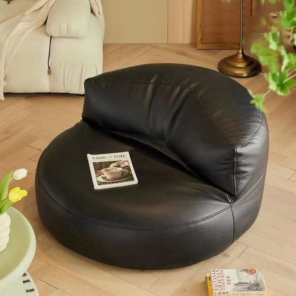 Contemporary Simplicity Round Microfiber Leather Accent Chair Backrest Armless For Living Room - Image 22