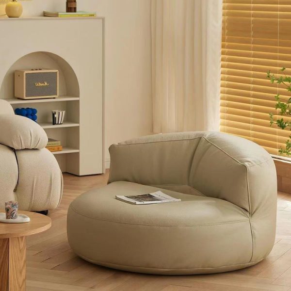 Contemporary Simplicity Round Microfiber Leather Accent Chair Backrest Armless For Living Room - Image 10