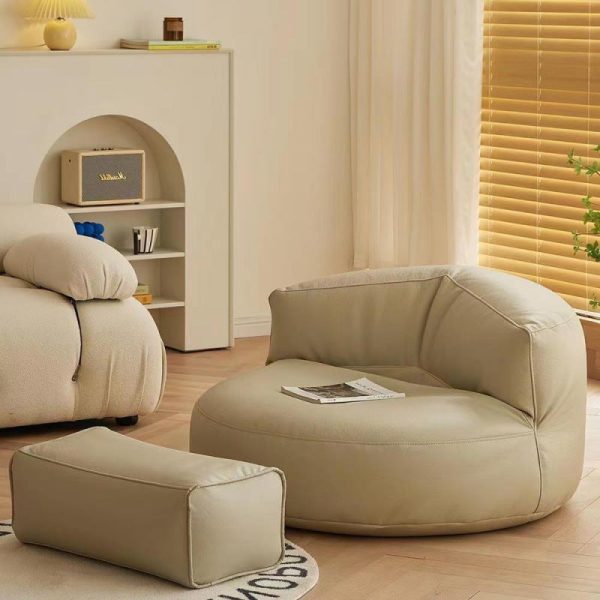 Contemporary Simplicity Round Microfiber Leather Accent Chair Backrest Armless For Living Room - Image 11