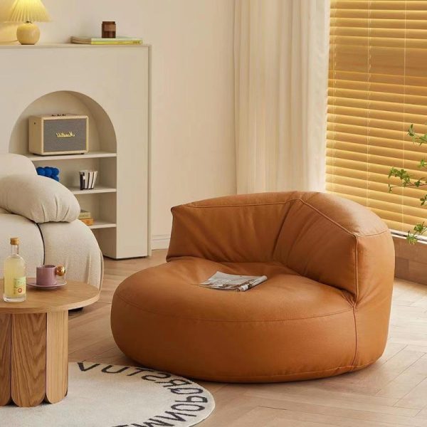 Contemporary Simplicity Round Microfiber Leather Accent Chair Backrest Armless For Living Room - Image 23