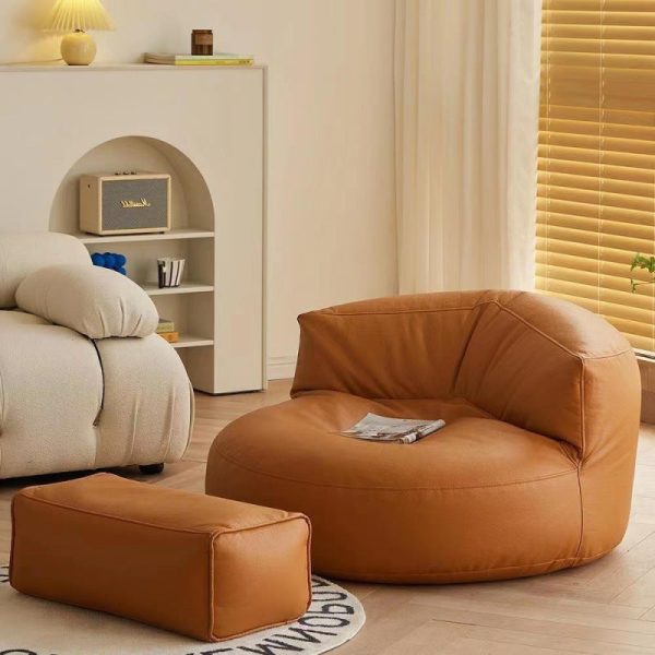 Contemporary Simplicity Round Microfiber Leather Accent Chair Backrest Armless For Living Room - Image 14