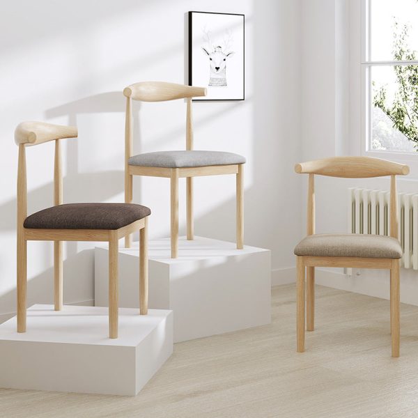 Traditional Vintage Cow Corner Square Linen PU Leather Upholstered Dining Chair Backrest For Dining Room - Image 10