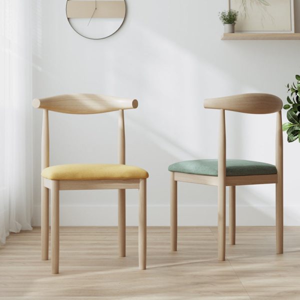 Traditional Vintage Cow Corner Square Linen PU Leather Upholstered Dining Chair Backrest For Dining Room - Image 2