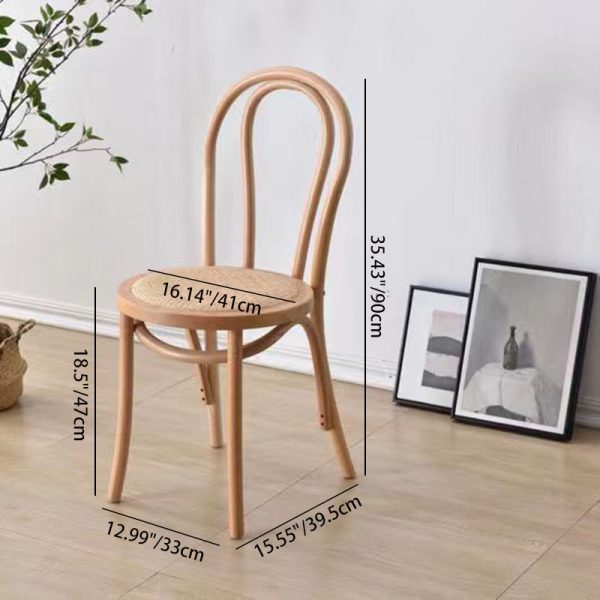 Contemporary Retro Rattan Beech Wood Round Arched Dining Chair Backrest For Dining Room - Image 4