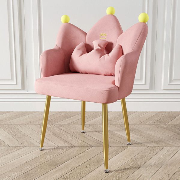 Contemporary Nordic Crown Flannel Upholstered Iron Plastic Spinning Legs Accent Chair For Living Room - Image 24
