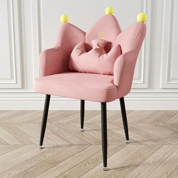 Contemporary Nordic Crown Flannel Upholstered Iron Plastic Spinning Legs Accent Chair For Living Room - Image 25