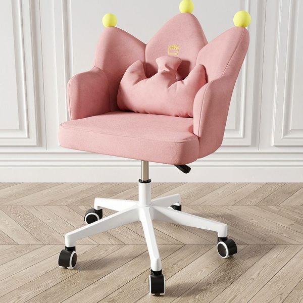 Contemporary Nordic Crown Flannel Upholstered Iron Plastic Spinning Legs Accent Chair For Living Room - Image 26