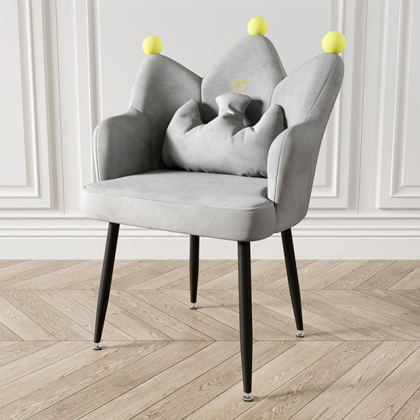 Contemporary Nordic Crown Flannel Upholstered Iron Plastic Spinning Legs Accent Chair For Living Room - Image 18