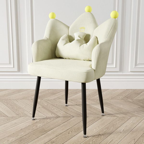 Contemporary Nordic Crown Flannel Upholstered Iron Plastic Spinning Legs Accent Chair For Living Room - Image 19