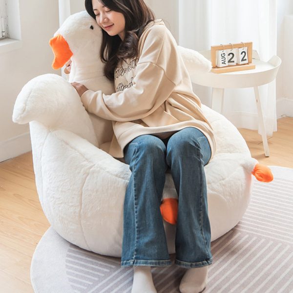 Contemporary Creative Swan Shape Lamb Cashmere Accent Chair Backrest For Living Room - Image 9