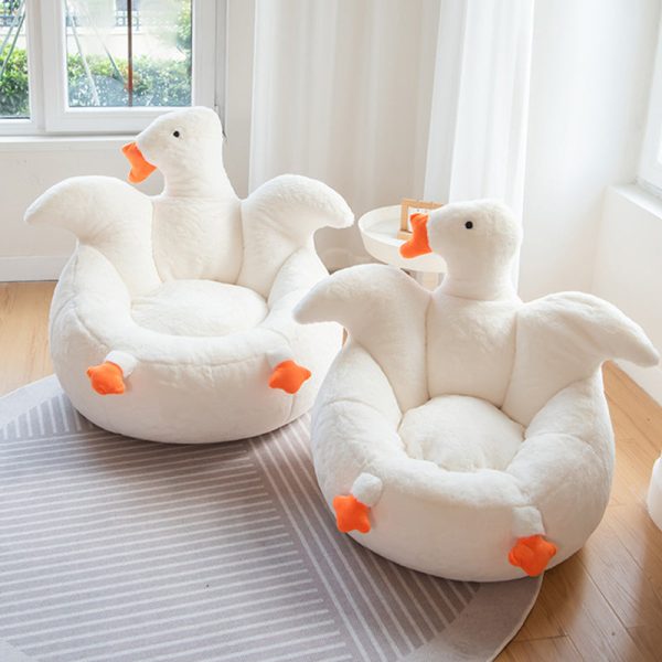 Contemporary Creative Swan Shape Lamb Cashmere Accent Chair Backrest For Living Room - Image 2