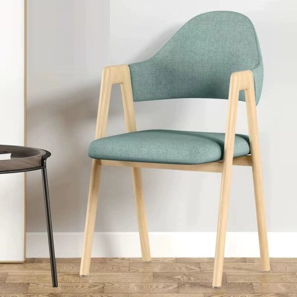 Contemporary Luxury Curved Pana Leather Linen Upholstered Metal Dining Chair Backrest Armrest For Dining Room - Image 17