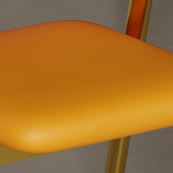 Contemporary Luxury Curved Pana Leather Linen Upholstered Metal Dining Chair Backrest Armrest For Dining Room - Image 7