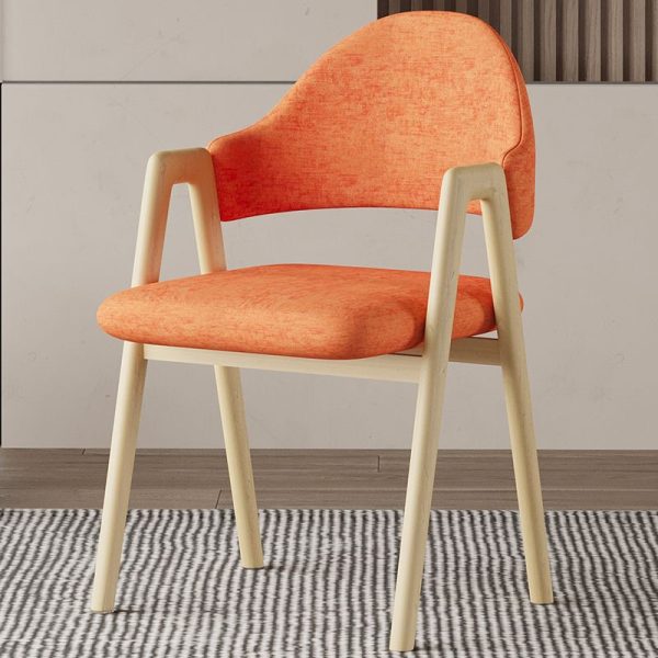 Contemporary Luxury Curved Pana Leather Linen Upholstered Metal Dining Chair Backrest Armrest For Dining Room - Image 3
