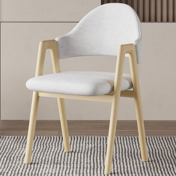 Contemporary Luxury Curved Pana Leather Linen Upholstered Metal Dining Chair Backrest Armrest For Dining Room - Image 16