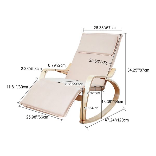 Modern Simplicity Adjustable Linen Wood Square Rocking Recliner Backrest For Bedroom - Image 5