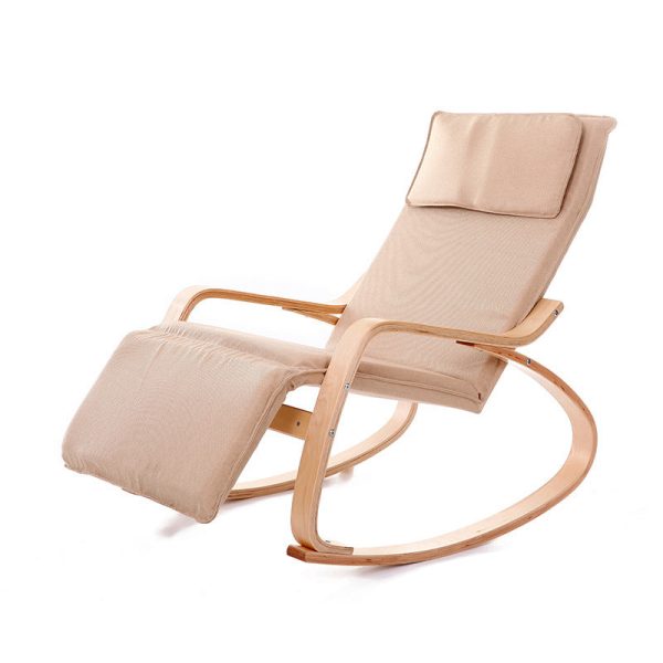 Modern Simplicity Adjustable Linen Wood Square Rocking Recliner Backrest For Bedroom - Image 2