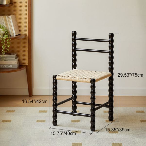 Traditional Vintage Ladder Back Rubber Wood Dining Chair For Dining Room - Image 4