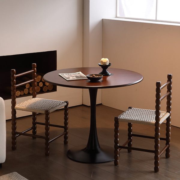 Traditional Vintage Ladder Back Rubber Wood Dining Chair For Dining Room - Image 3