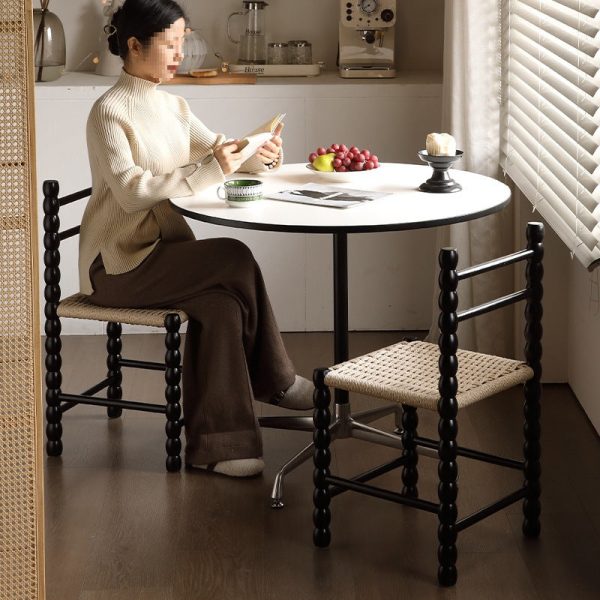 Traditional Vintage Ladder Back Rubber Wood Dining Chair For Dining Room - Image 10