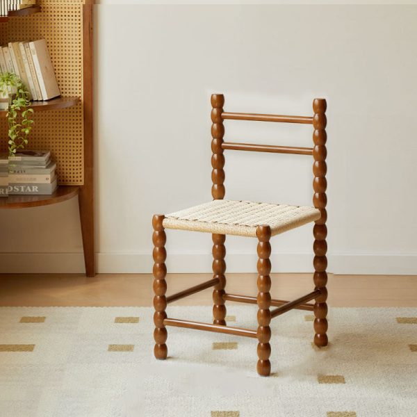 Traditional Vintage Ladder Back Rubber Wood Dining Chair For Dining Room - Image 13