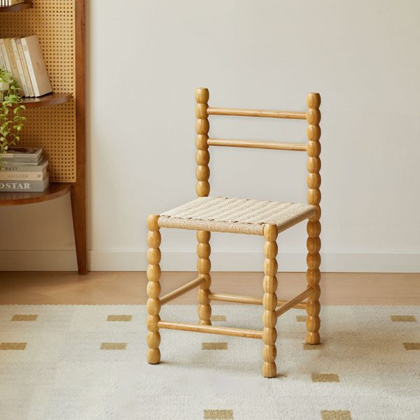 Traditional Vintage Ladder Back Rubber Wood Dining Chair For Dining Room - Image 15