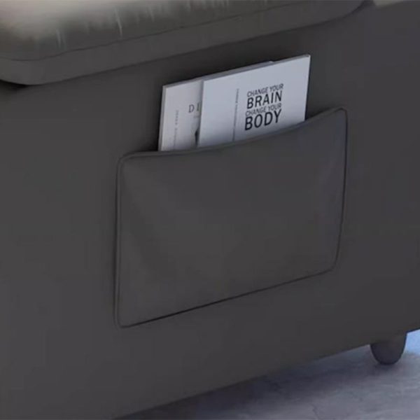 Contemporary Scandinavian Rectangular Square Storage Bag Wood Antifouling Leather Adjustable Backrest Accent Chair Armrest For Living Room - Image 8