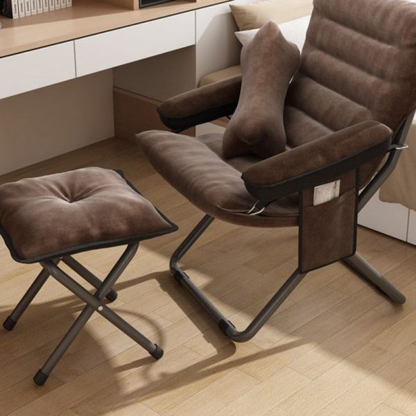 Contemporary Scandinavian Iron Upholstered Rectangular Curved Foldable Recliner Backrest Armrest For Living Room - Image 20