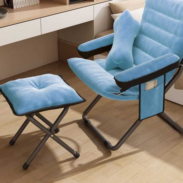 Contemporary Scandinavian Iron Upholstered Rectangular Curved Foldable Recliner Backrest Armrest For Living Room - Image 23
