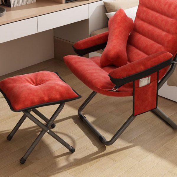 Contemporary Scandinavian Iron Upholstered Rectangular Curved Foldable Recliner Backrest Armrest For Living Room - Image 24