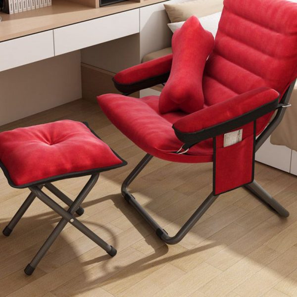 Contemporary Scandinavian Iron Upholstered Rectangular Curved Foldable Recliner Backrest Armrest For Living Room - Image 25