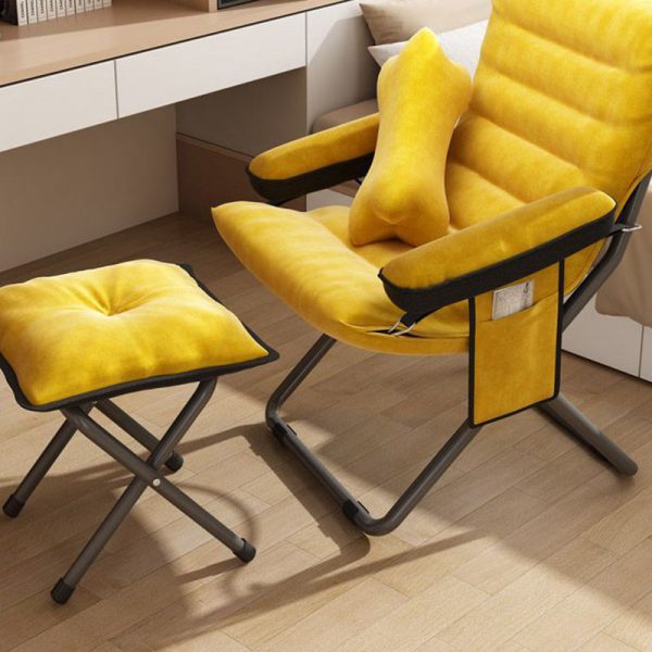 Contemporary Scandinavian Iron Upholstered Rectangular Curved Foldable Recliner Backrest Armrest For Living Room - Image 26