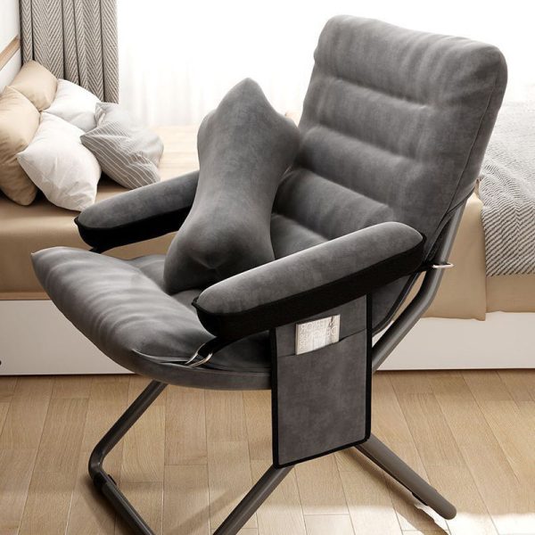 Contemporary Scandinavian Iron Upholstered Rectangular Curved Foldable Recliner Backrest Armrest For Living Room - Image 2